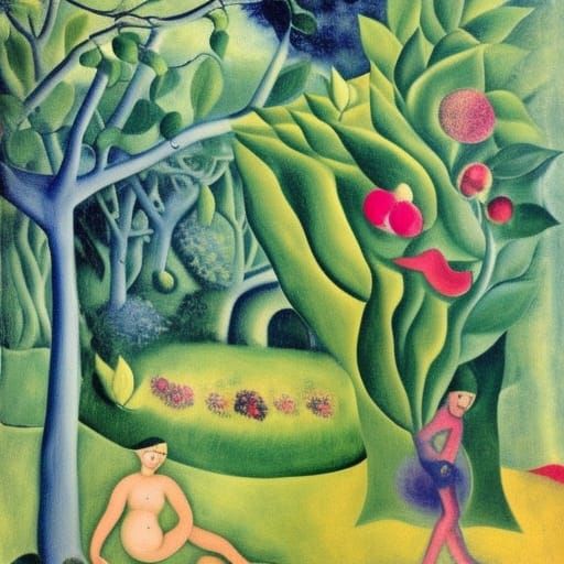 Surreal Landscape with Animals in Art Deco Style