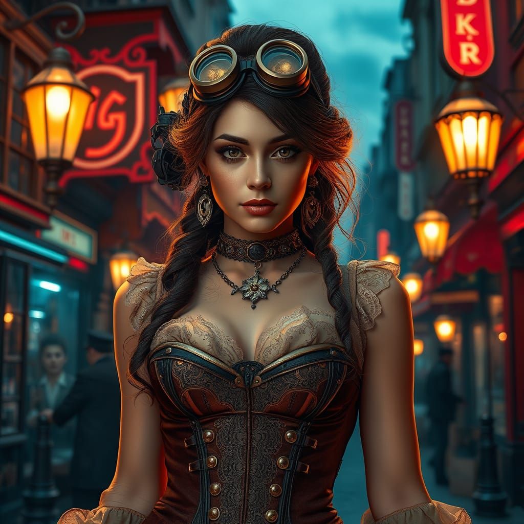 Steampunk Courtesan in Baku's Red Light District