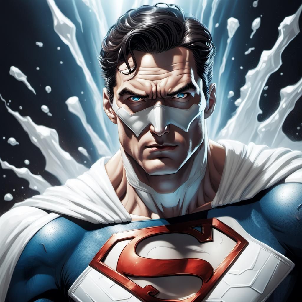 Superman as White Lantern in Splash Art Style