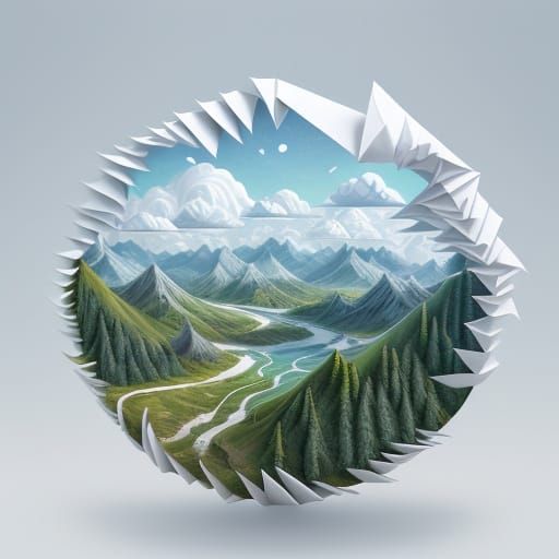 Intricate Paper Landscape in Pastel Colors