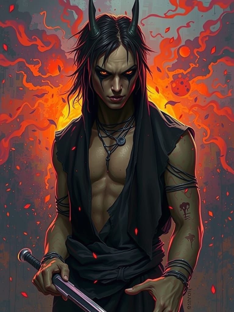 Menacing Dark Figure Embodies Chaos in Gothic Style