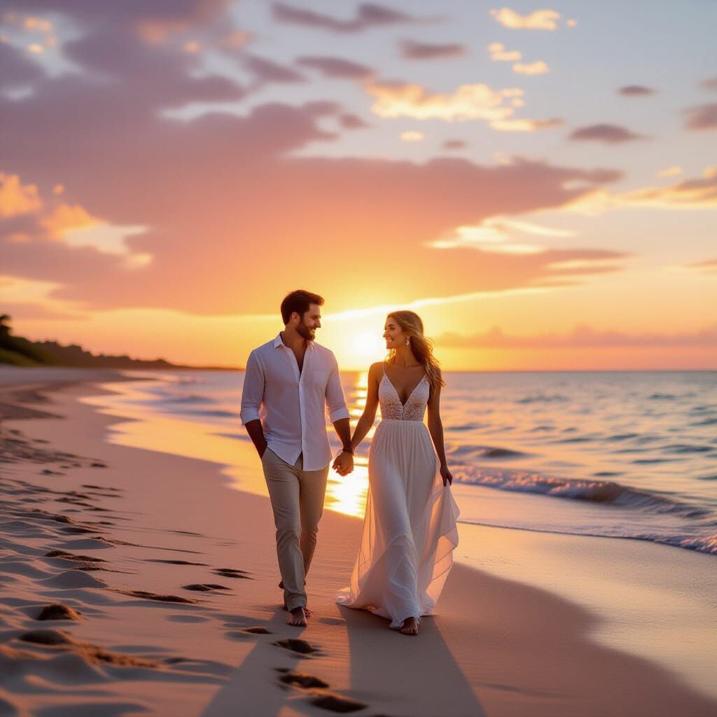 Romantic Beach Sunset: Cinematic Photography Style