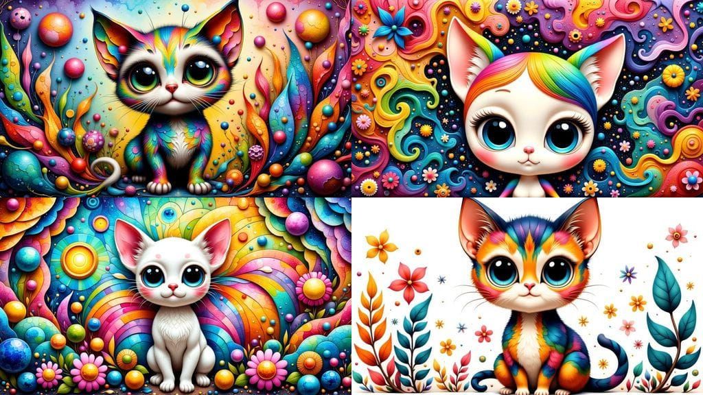 Adorable Kawaii Cat in Whimsical Needle Felting Style