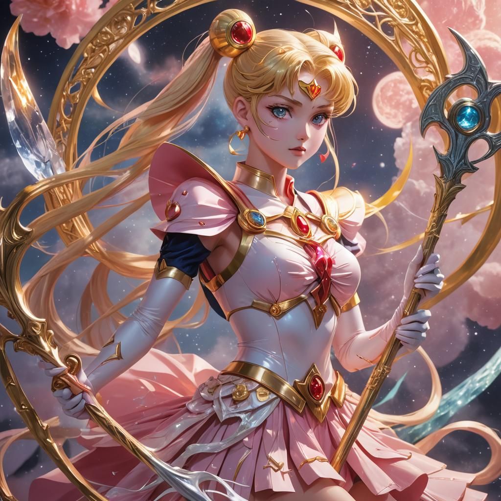 Sailor Moon with Spiritscythe in Dreamlike Digital Art