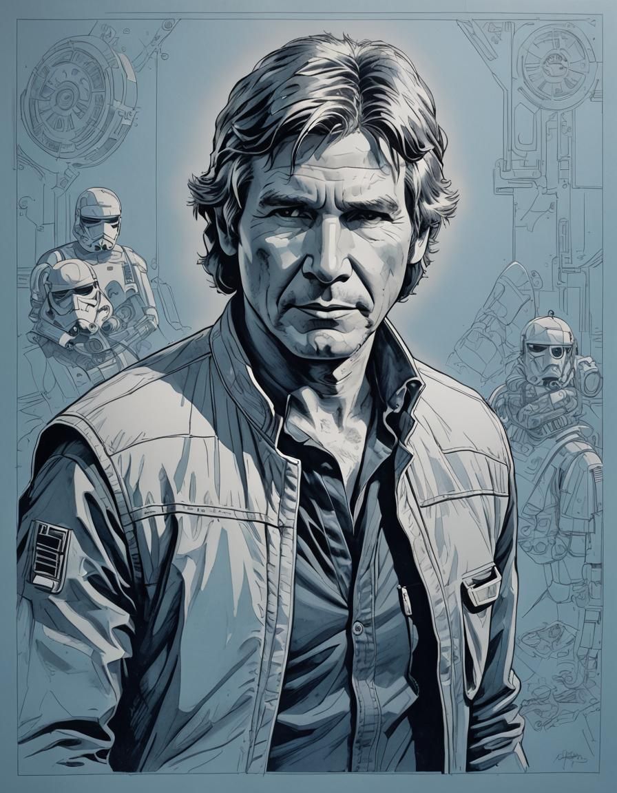Han Solo Technical Sketch in Comic Book Style