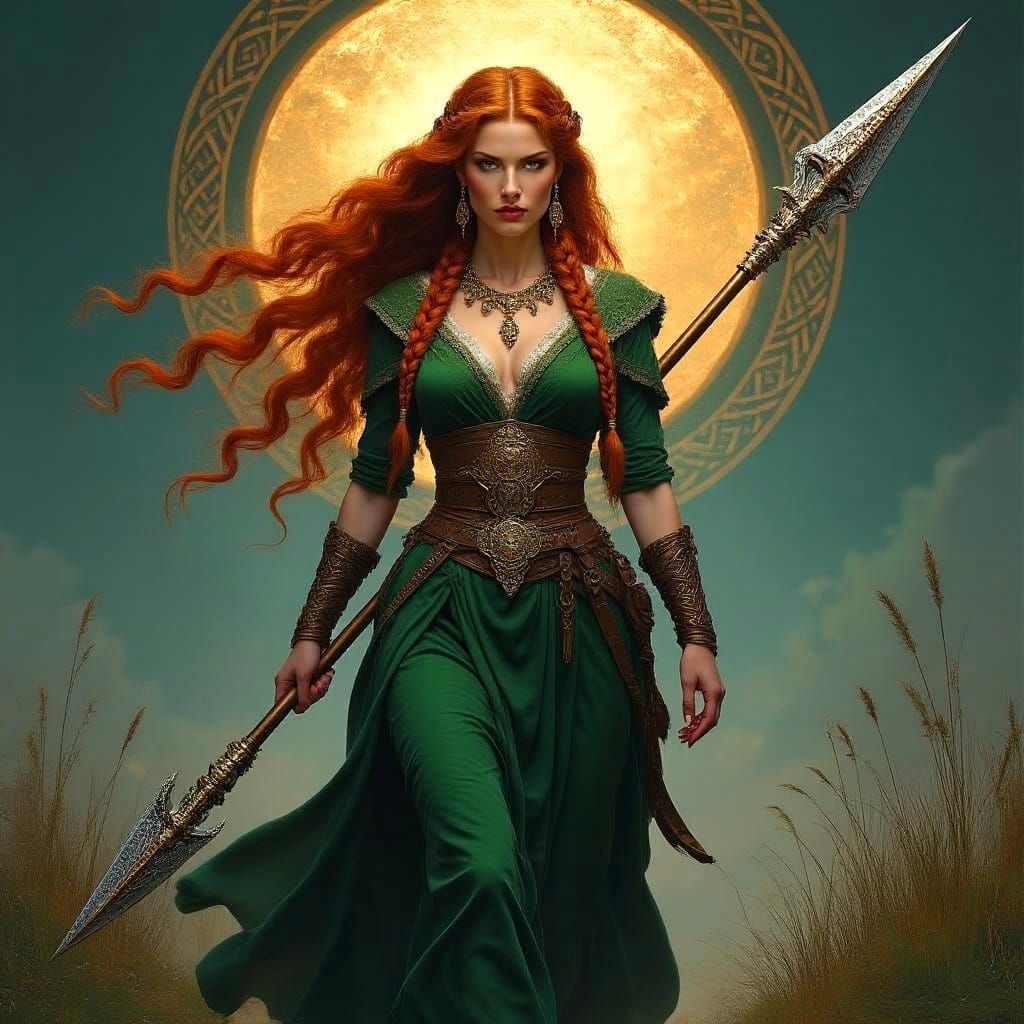 Celtic Warrior Goddess in Golden Aura