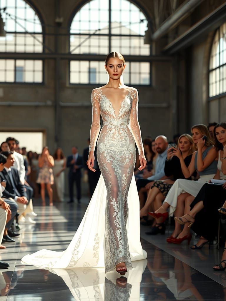 Elegant Runway Fashion Show in Industrial Chic Style