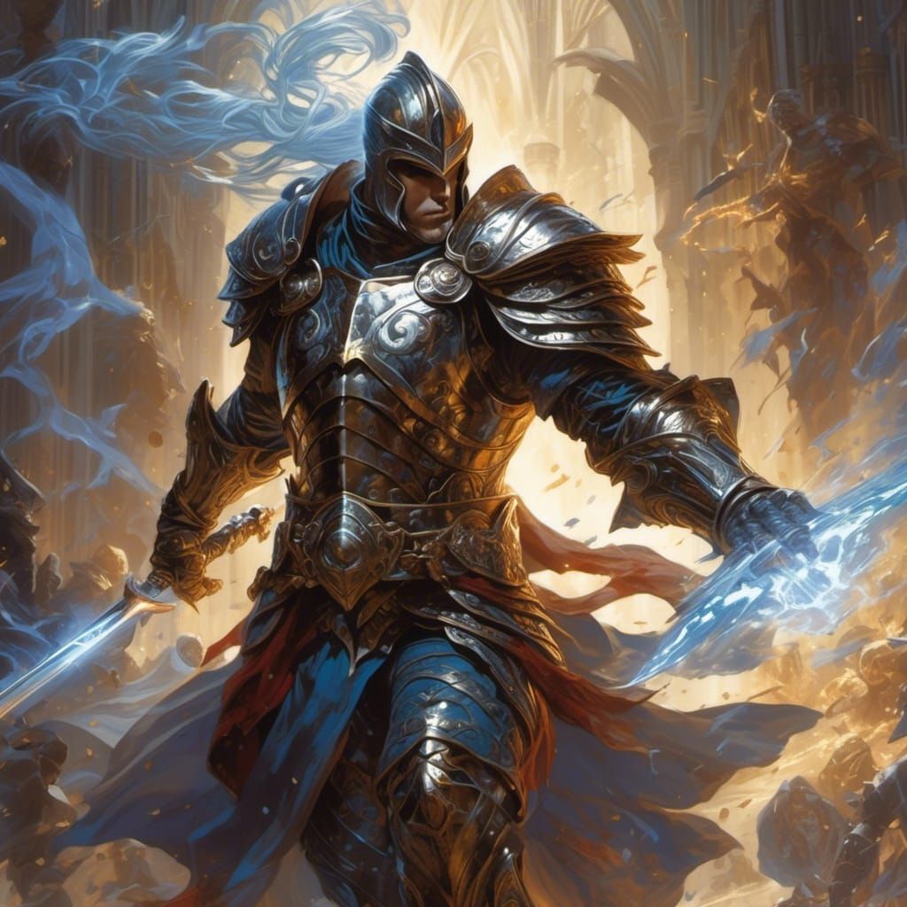 Paladin Battlemage Wizard Wielding Magic Sword