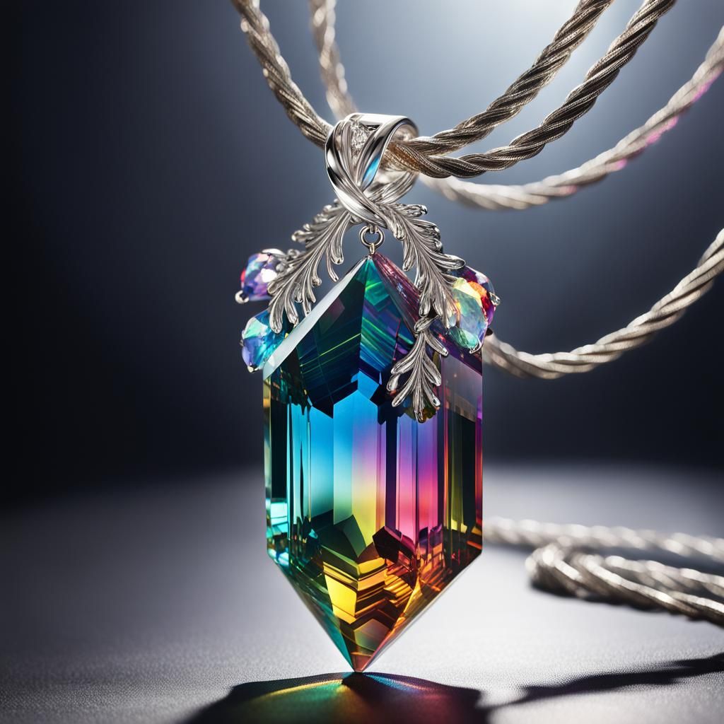 Crystal Necklace with Rainbow Light Projection