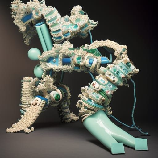 Surreal Porcelain and Gum Coders Operate Machine