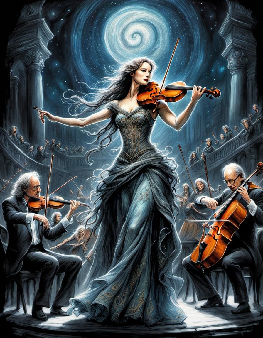 Orchestra World Concert in Mixed Media Style