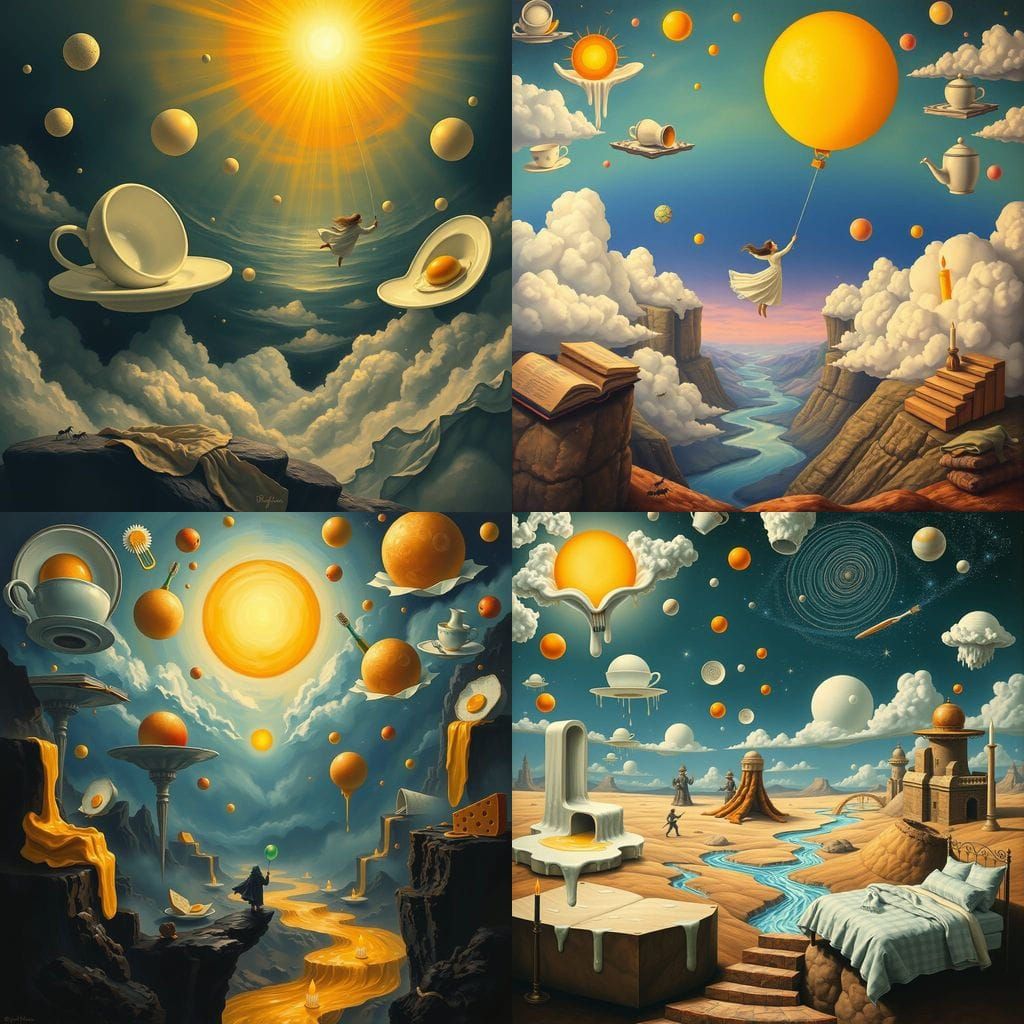 Surreal Day Cycle: A Dali-esque Landscape