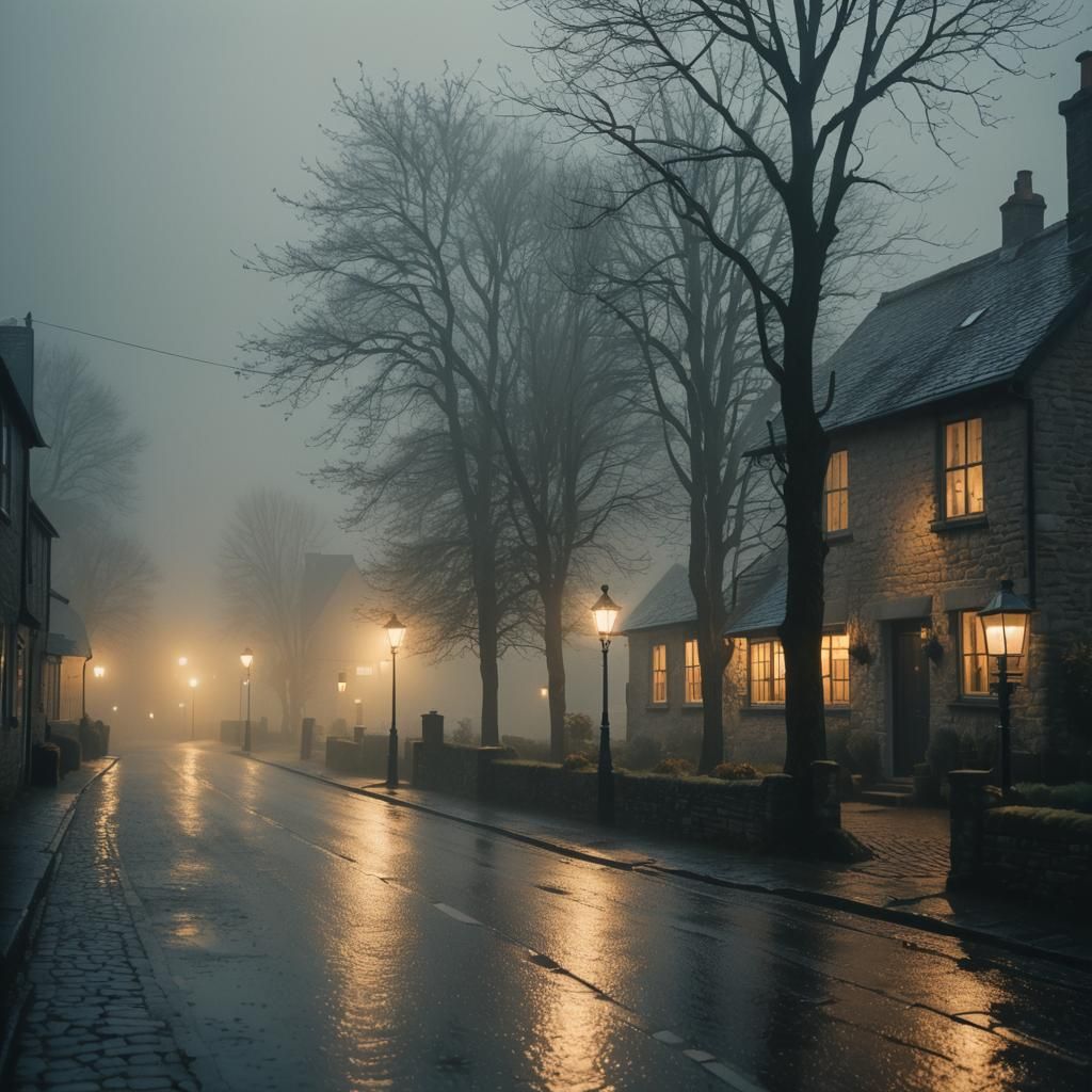 Rainy Evening at English Cottage, Cinematic Film Still