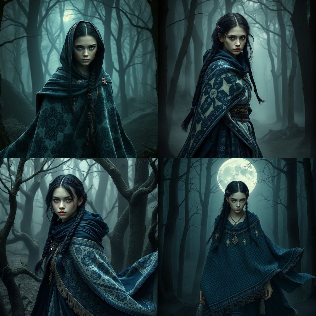 Slavic Sorceress Walks Ancient Forest