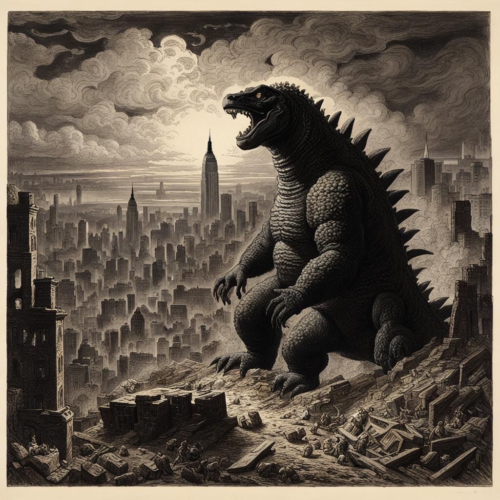 Godzilla in New York Ruins, Romanticism Style