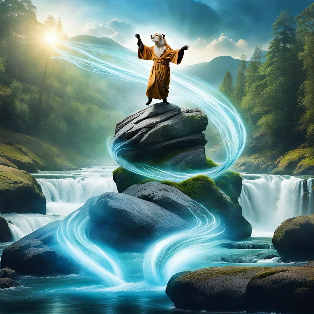 Anthropomorphic Otter's Surreal Water Manipulation Display
