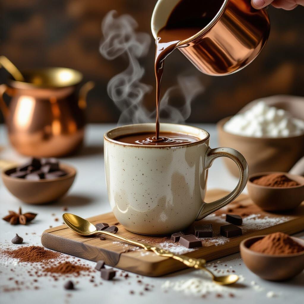 Rustic Elegance: Artisan Hot Chocolate Pour