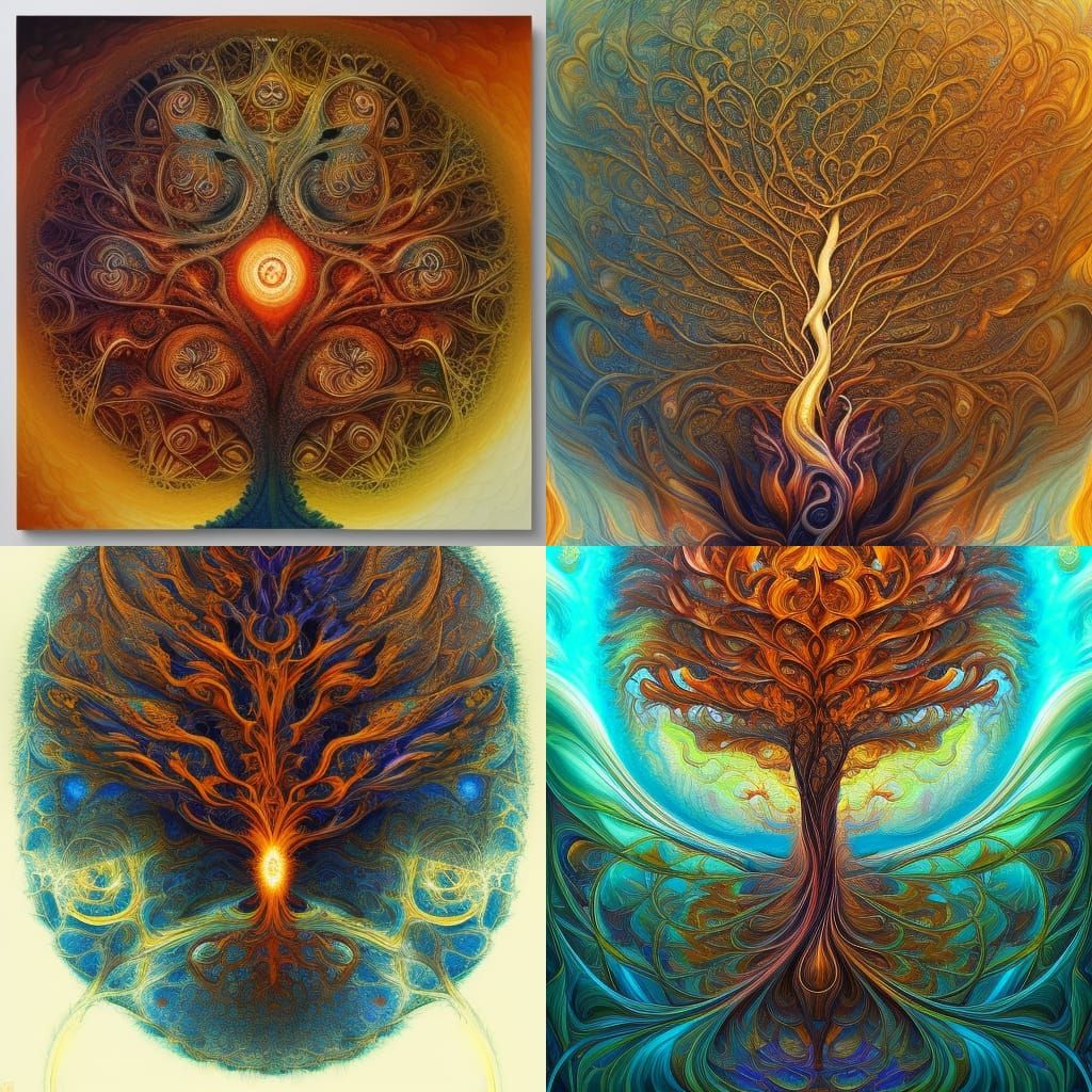Fiery Tree of Life in Summer and Winter