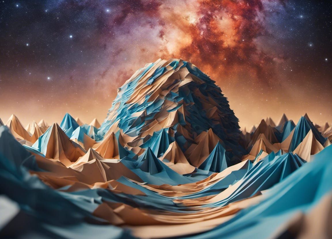 Origami Galaxy: Papercraft Universe Landscape in 8K
