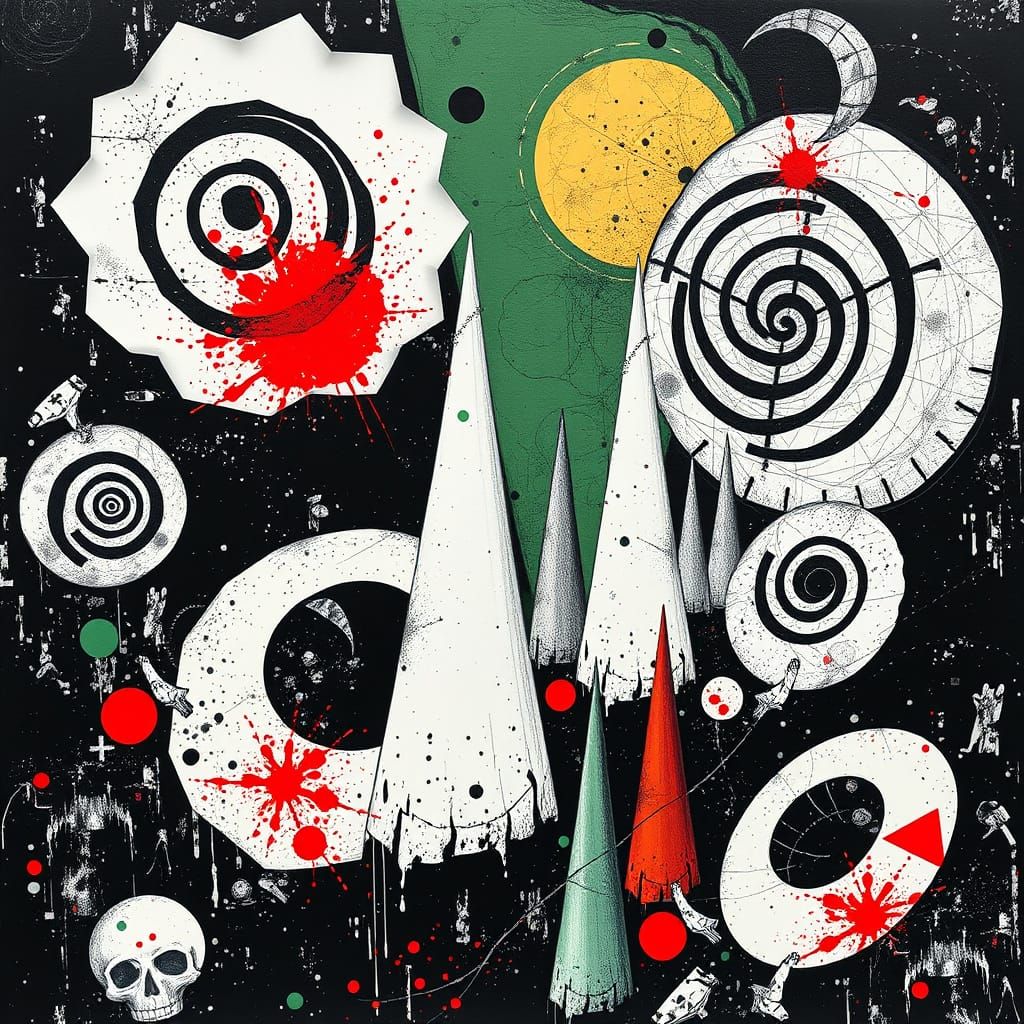 Geometric Horror Scene in Expressionist Style