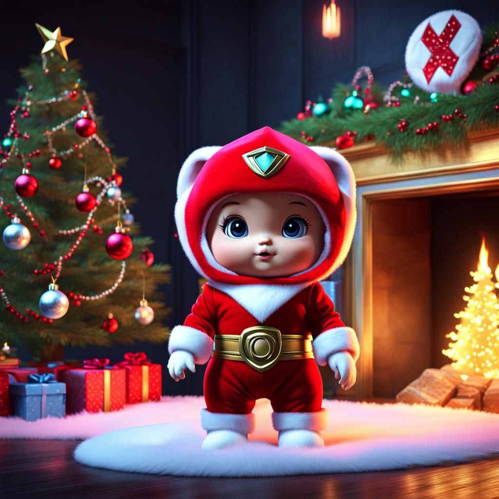 Adorable Christmas Power Ranger in Dreamy Fantasy Style