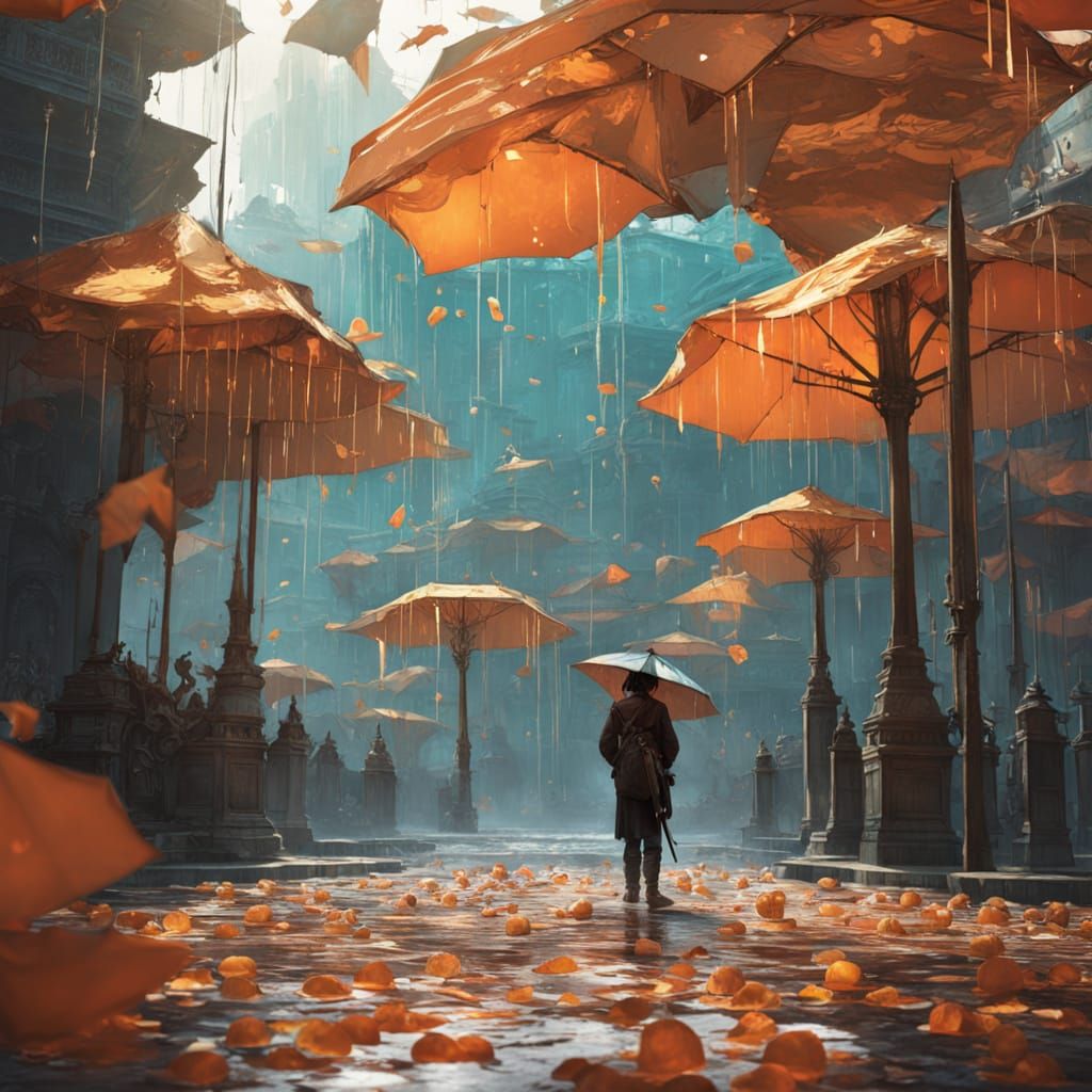 Giant Sun Rains Gold Coins: Hyperdetailed Concept Art