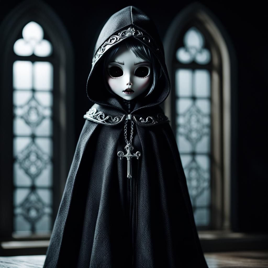 Ghostface Bratz Doll Mashup in Dark Anime Style