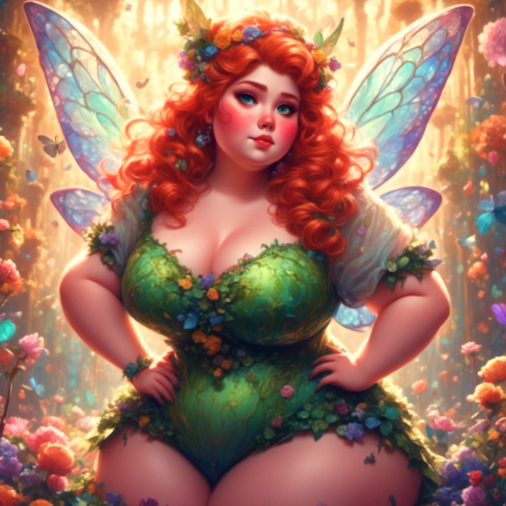 Gothic Curvy Tinkerbell in Hyperrealism Style