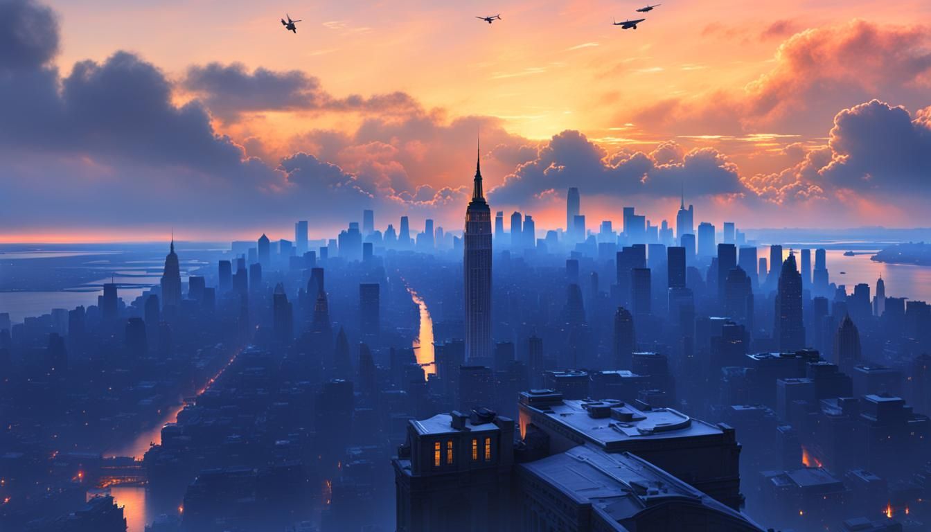 New York Skyline at Twilight: Hyperdetailed HDR Photograph