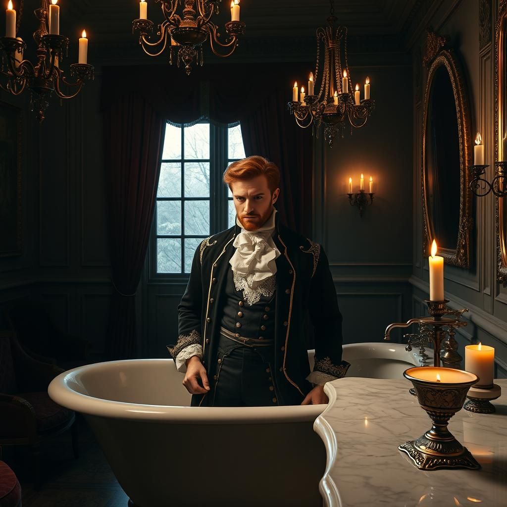 Ginger Nobleman in Lavish Baroque Bathroom