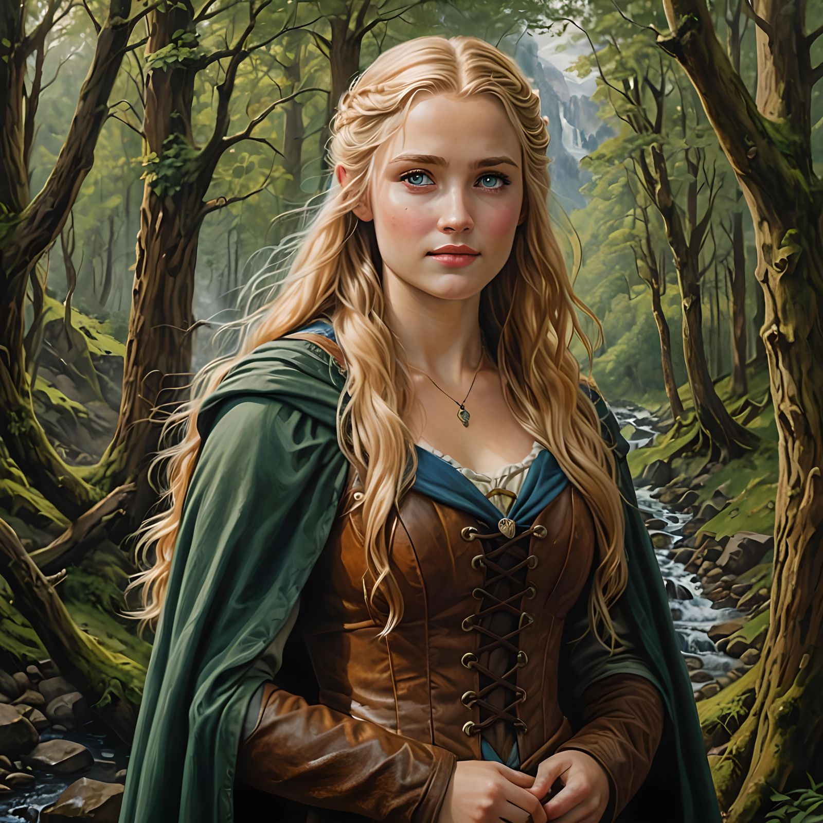Beautiful Ranger in a Lord of the Rings Forest