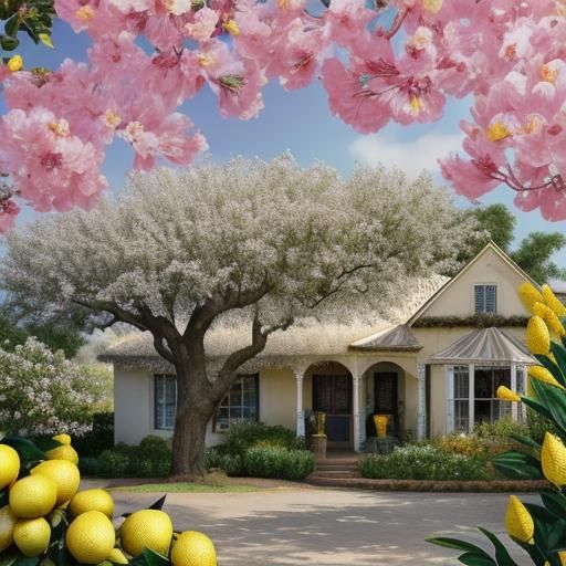 Hyperrealistic Lemon Tree in Maximalist Style