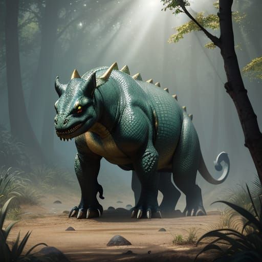 Hyper-Realistic Dusaur in Golden Light