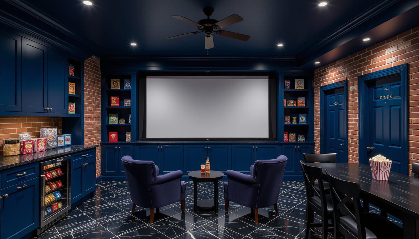 Victorian Home Theater Room with Modern Amenities