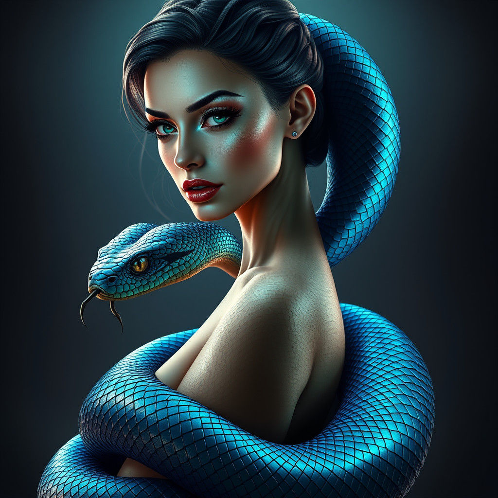 Majestic Cobra Woman Digital Matte Painting