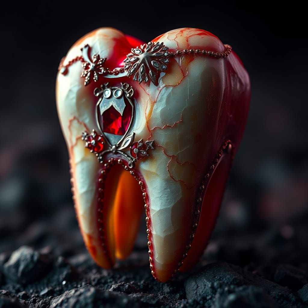 Intricate Ruby Tooth in High Definition