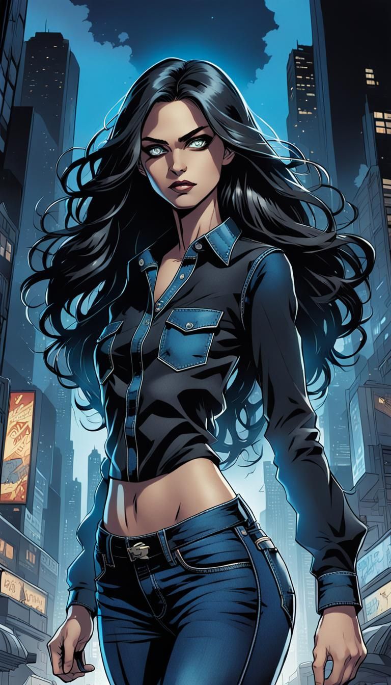 Androgynous Figure with Blue Aura, Comic Book Art