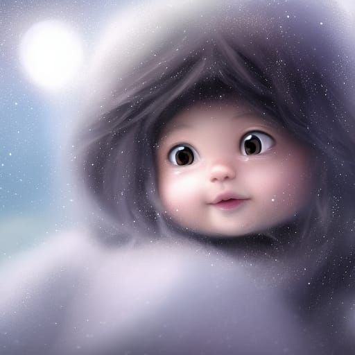 Adorable Baby Yeti Portrait in Snowy Mountains