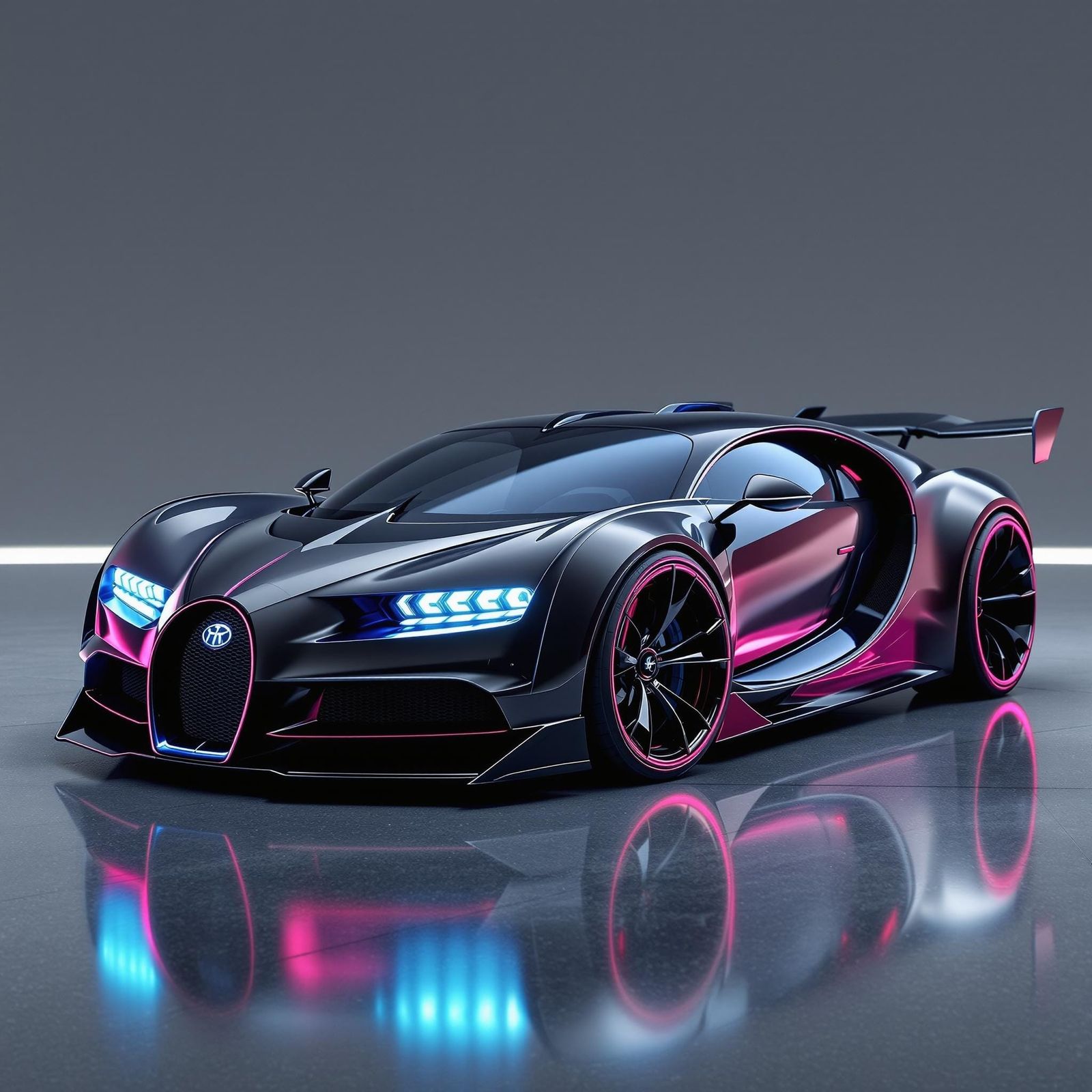 Bugatti Tourbillon with Futuristic Aerodynamics and Neon Acc...