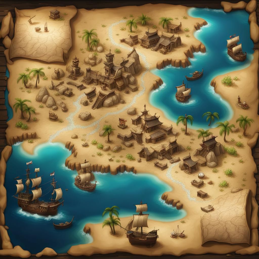 Pirate Map - Safe Harbour/Hideout Island