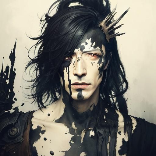 Gothic Portrait with Scumbling and Dramatic Makeup