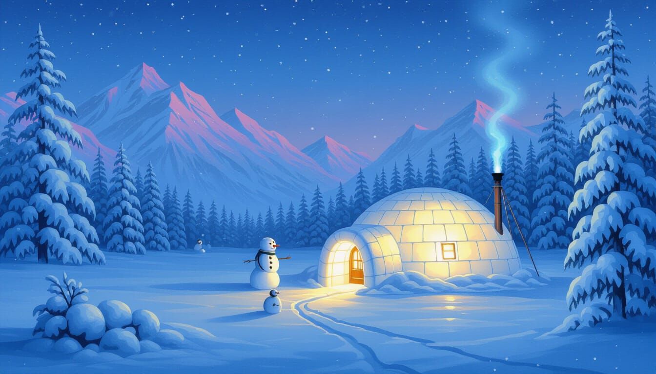 Radiant Alaskan Igloo in Thomas Kinkade Style