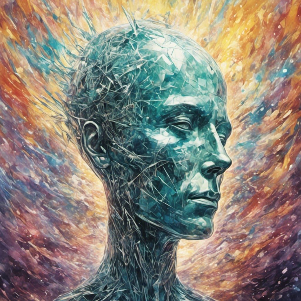 Cracked Glass Heads in Surrealcore Style