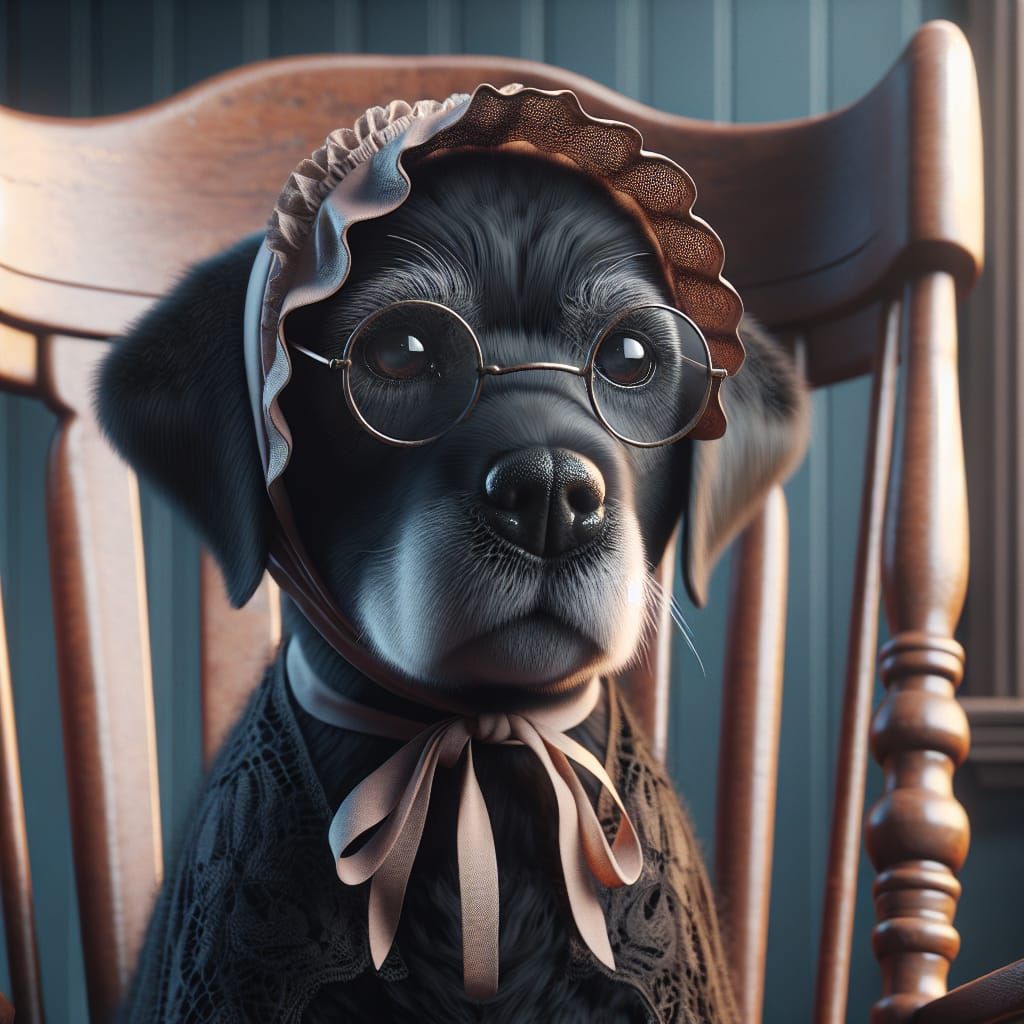 Labrador in Bonnet: Detailed Matte Painting in 8K