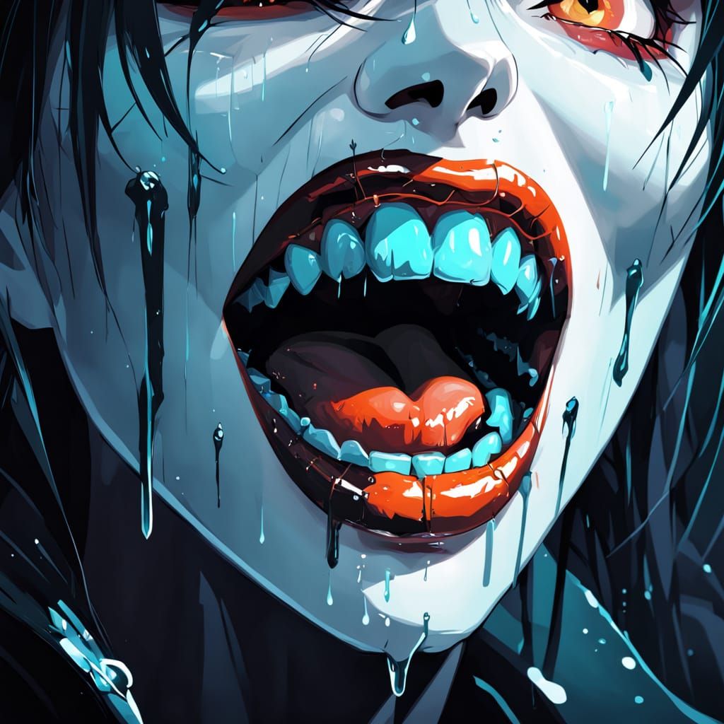 Anime Vampire Mouth: High Detail Digital Art