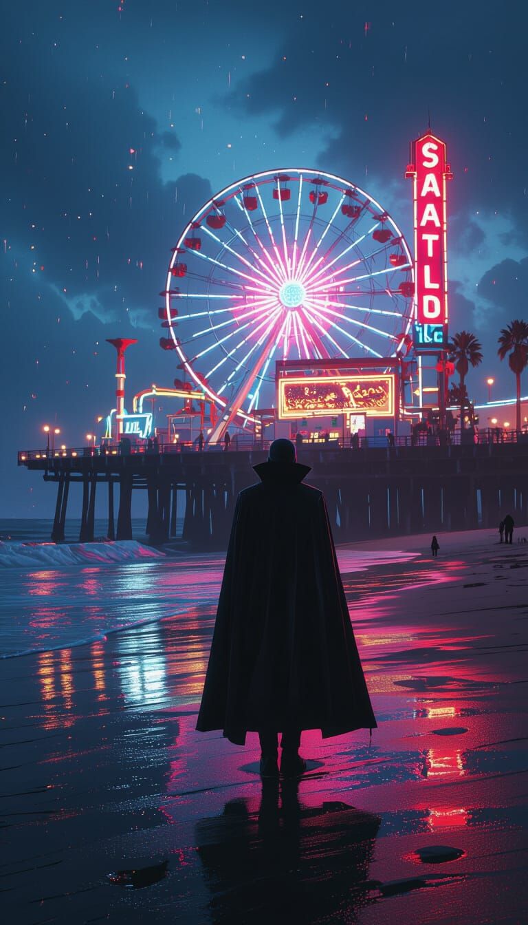 Vampire on Santa Monica Pier: Digital Matte Painting