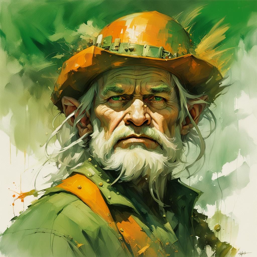 Leprechaun in Highland Games, Digital Airbrush Art