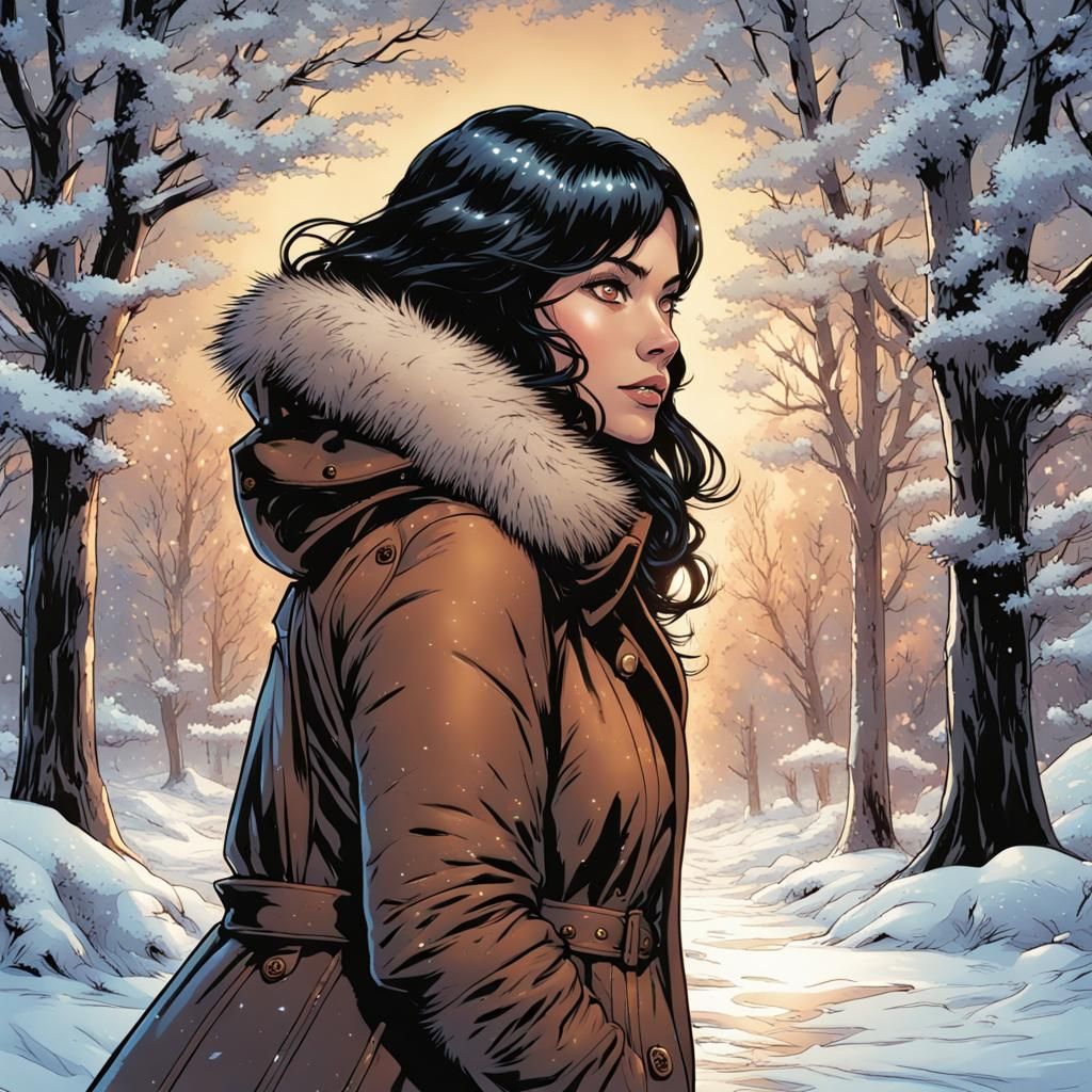 Winter Wonderland Woman in Comic Book Art Style
