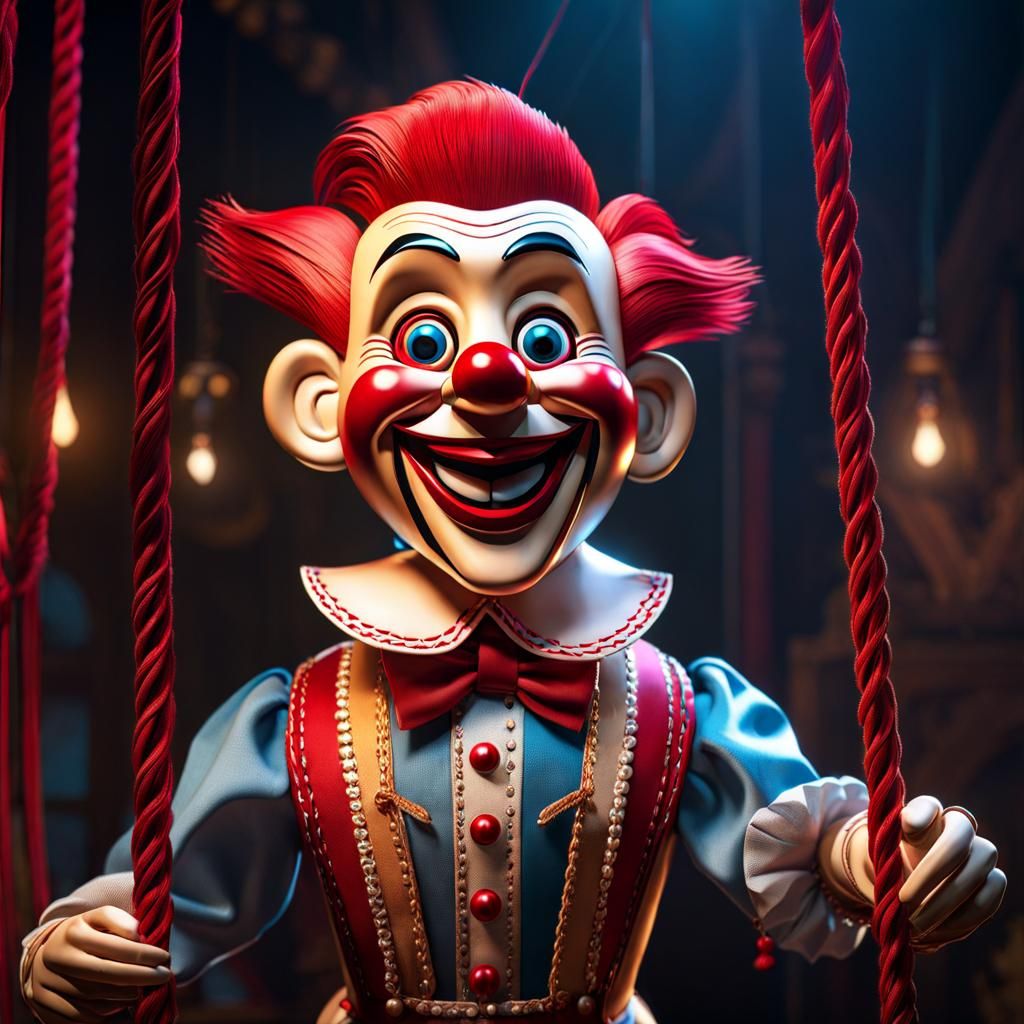 Howdy Doody Marionette Puppet in Folk Art Style