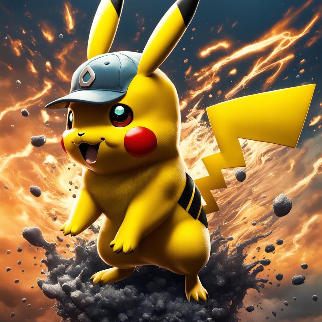 Hyperrealistic Pikachu and Ash Ketchum Concept Art